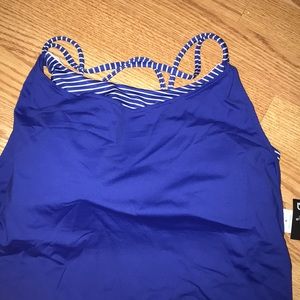 Athletic blue tank top with bra